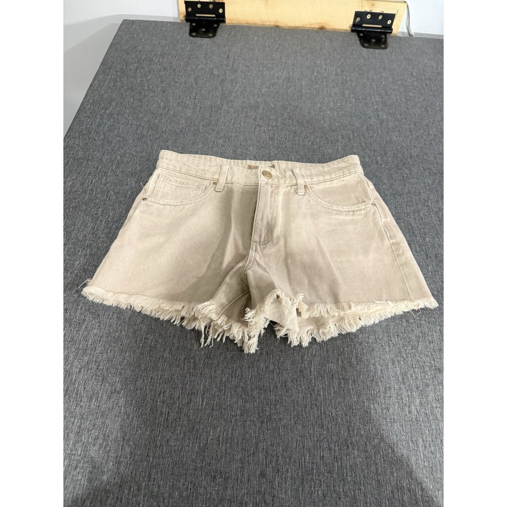 Kut From The Kloth Jane High Rise Taupe Denim Raw Hem Distressed Shorts Sz 4